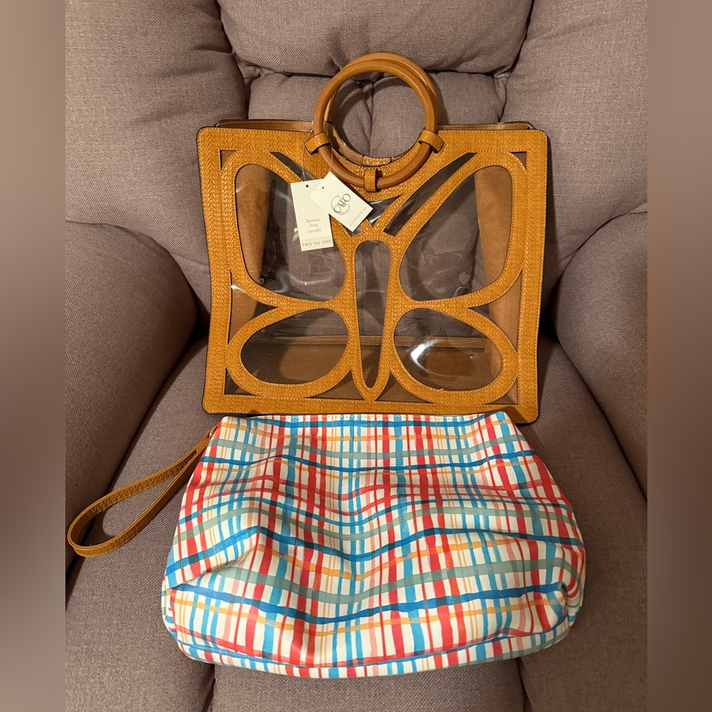 🦋Cato butterfly cutout clear bag faux leather with bonus bag inside NWT - Picture 4 of 5